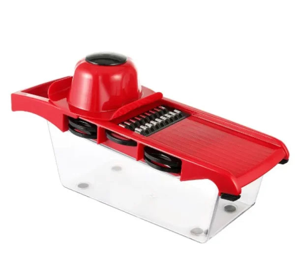 Premium 10-in-1 Mandolin Vegetable Slicer & Cutter – Stainless Steel Blades, Multi-Function Food Chopper, Potato Peeler, Cheese & Carrot Grater, Kitchen Tool – Red