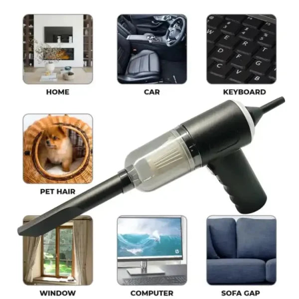 3-in-1 Portable Wireless Vacuum Cleaner – High Power Suction 16000Pa – Air Duster, Blower & Pump – Cordless Rechargeable Mini Vacuum for Laptop, Home, Car & Electronics