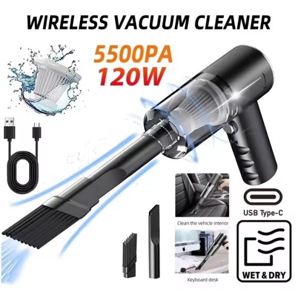 3-in-1 Portable Wireless Vacuum Cleaner – High Power Suction 16000Pa – Air Duster, Blower & Pump – Cordless Rechargeable Mini Vacuum for Laptop, Home, Car & Electronics