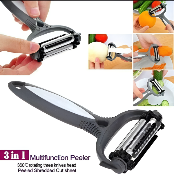 3-in-1 Vegetable Peeler & Cyclone Roto Knife – Multifunctional Kitchen Tool for Peeling, Slicing & Cutting (Random Color) | AnaizaCart