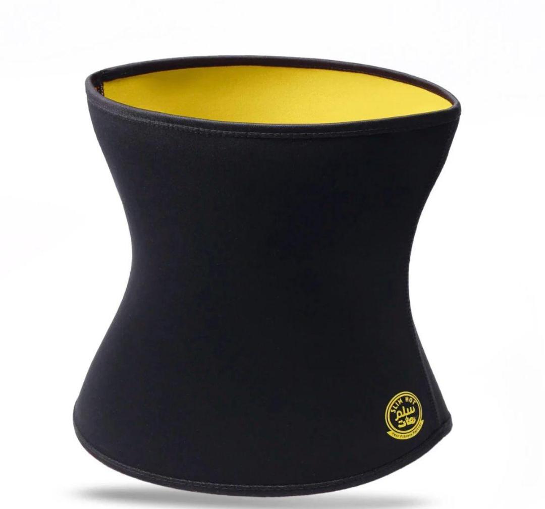 Durable Belly Fat Burner Belt – Sweat Slimming Waist Shaper for Weight Loss, Black & Yellow (XL, 2XL)