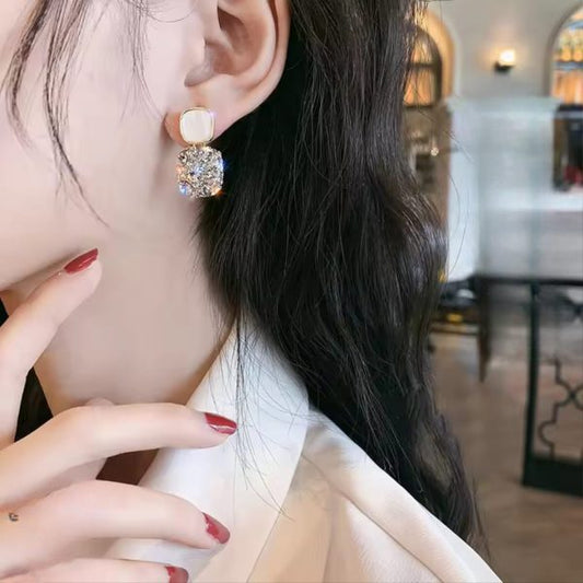 PJT-984 Fashion Rhinestone Square Earrings for Women | Elegant Jewelry Gift