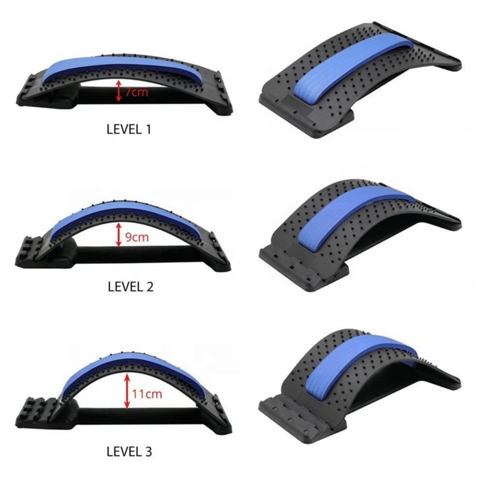 Back Stretcher – Adjustable Multi-Level Back Cracking & Massager Board for Stress & Pain Relief – 3 Level Spine Support Device