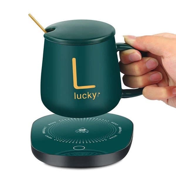 Coffee Mug with Heating Pad Warmer – USB Electric Cup Warmer for Desk, Automatic On/Off Temperature Control for Home & Office