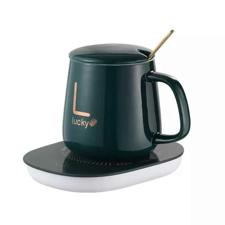 Coffee Mug with Heating Pad Warmer – USB Electric Cup Warmer for Desk, Automatic On/Off Temperature Control for Home & Office
