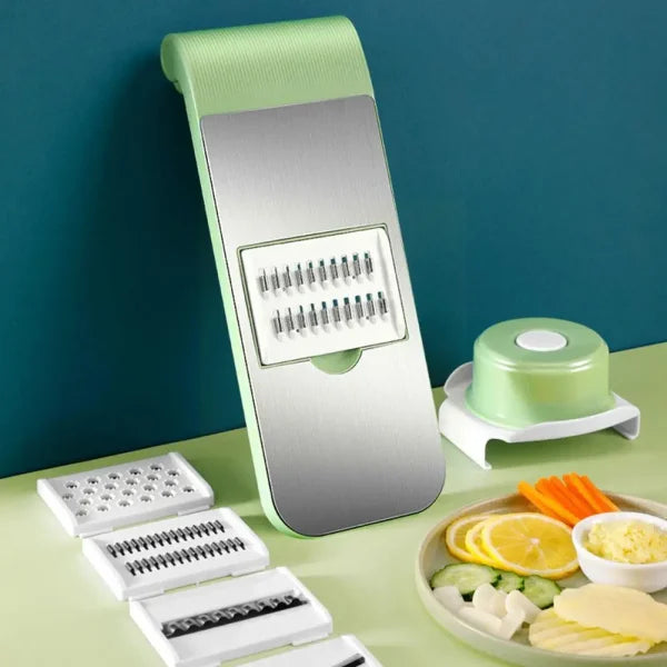 Premium Multifunctional Vegetable Cutter & Grater – 6-in-1 Slicer, Shredder & Peeler for Fruits, Carrots, Potatoes & Salad | Random Color Kitchen Tool