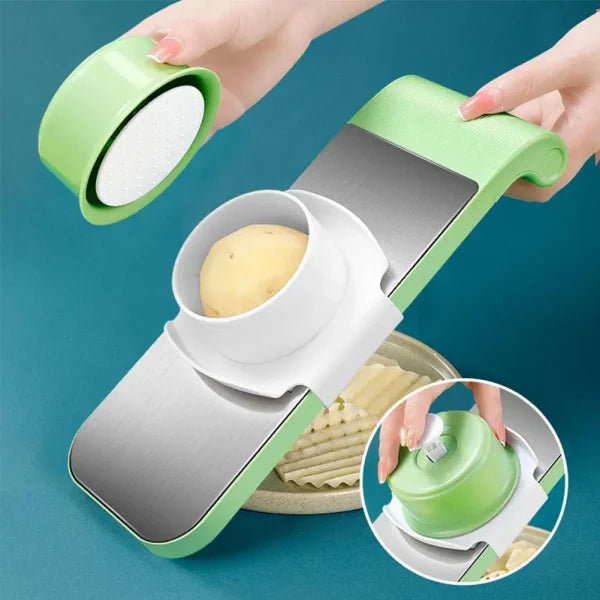 Premium Multifunctional Vegetable Cutter & Grater – 6-in-1 Slicer, Shredder & Peeler for Fruits, Carrots, Potatoes & Salad | Random Color Kitchen Tool