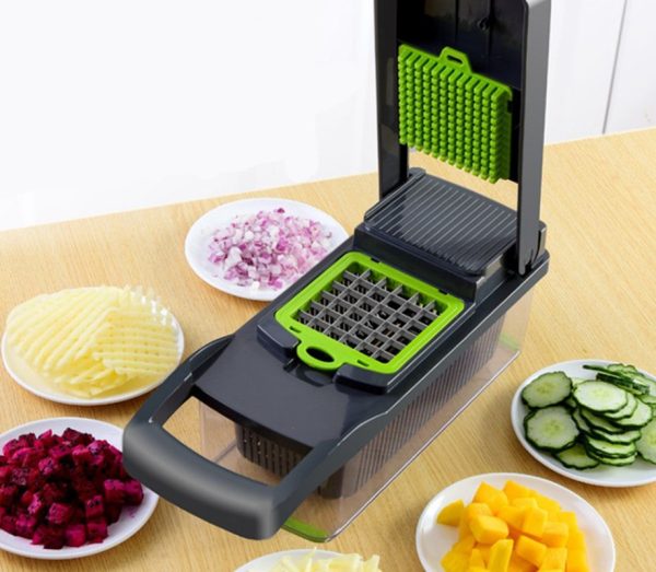 16-in-1 Multifunctional Vegetable Cutter & Slicer with Basket – Fruit, Potato, Carrot Grater & Kitchen Chopper Tool