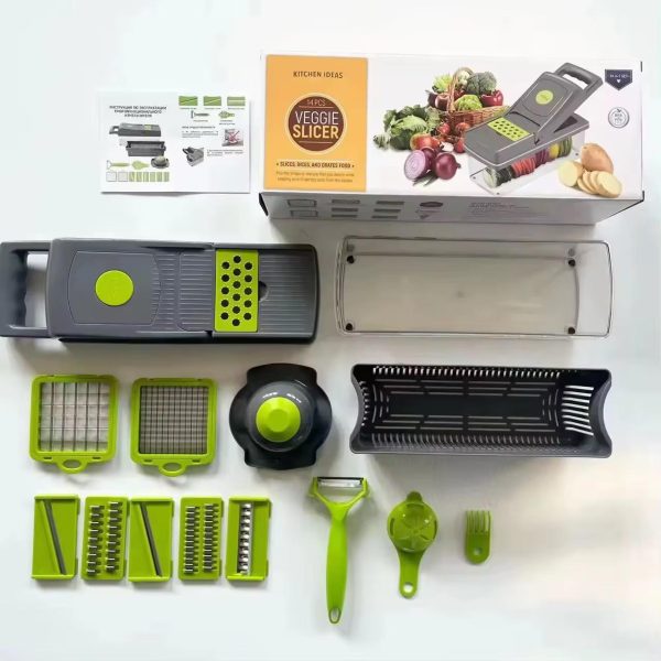 16-in-1 Multifunctional Vegetable Cutter & Slicer with Basket – Fruit, Potato, Carrot Grater & Kitchen Chopper Tool
