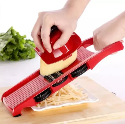 Premium 10-in-1 Mandolin Vegetable Slicer & Cutter – Stainless Steel Blades, Multi-Function Food Chopper, Potato Peeler, Cheese & Carrot Grater, Kitchen Tool – Red