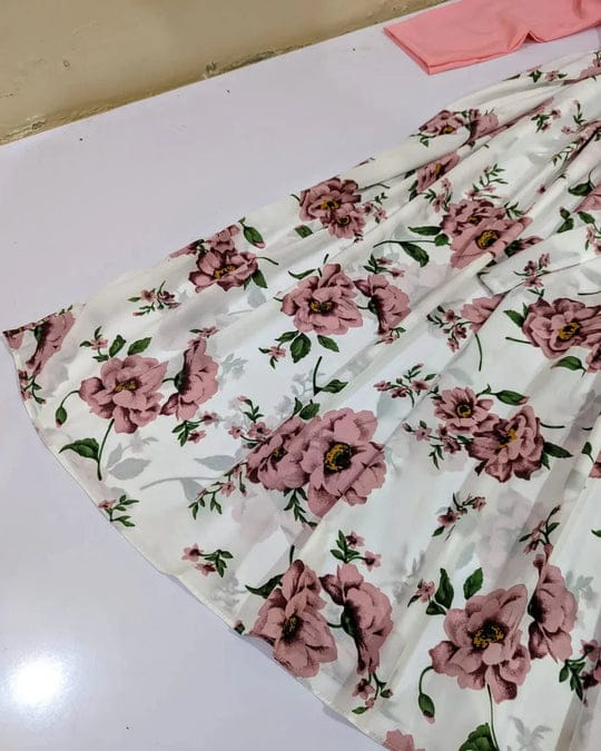2 Pcs Stylish Floral Print Maxi Dress with Pink Jacket – Women’s Western Wear Cotton Maxi Outfit