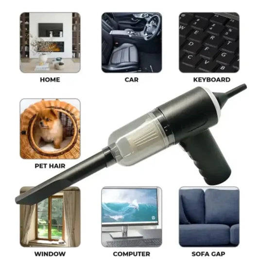 3-in-1 Portable Wireless Vacuum Cleaner – High Power Suction 16000Pa – Air Duster, Blower & Pump – Cordless Rechargeable Mini Vacuum for Laptop, Home, Car & Electronics