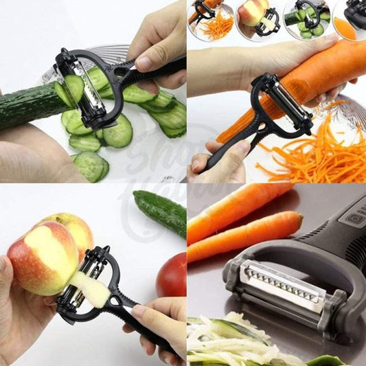 3-in-1 Vegetable Peeler & Cyclone Roto Knife – Multifunctional Kitchen Tool for Peeling, Slicing & Cutting (Random Color) | AnaizaCart