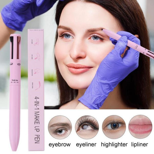 4 In 1 Waterproof Makeup Pen – Eyebrow Pencil, Lip Liner, Highlighter & Eyeliner – Long Lasting, Easy to Use Multifunctional Makeup Tool (Random Color)