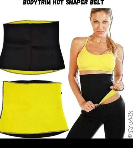Durable Belly Fat Burner Belt – Sweat Slimming Waist Shaper for Weight Loss, Black & Yellow (XL, 2XL)