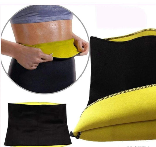 Durable Belly Fat Burner Belt – Sweat Slimming Waist Shaper for Weight Loss, Black & Yellow (XL, 2XL)
