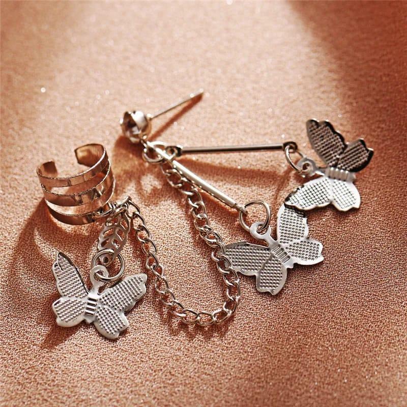 Butterfly Hanging Ear Cuffs for Women | Stylish Silver Ear Jewelry | Trendy Fashion Accessories  Type: