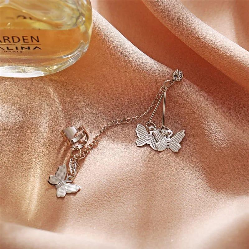 Butterfly Hanging Ear Cuffs for Women | Stylish Silver Ear Jewelry | Trendy Fashion Accessories  Type:
