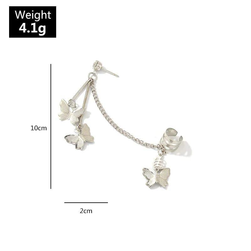Butterfly Hanging Ear Cuffs for Women | Stylish Silver Ear Jewelry | Trendy Fashion Accessories  Type: