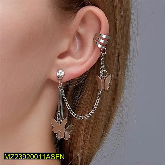 Butterfly Hanging Ear Cuffs for Women | Stylish Silver Ear Jewelry | Trendy Fashion Accessories  Type: