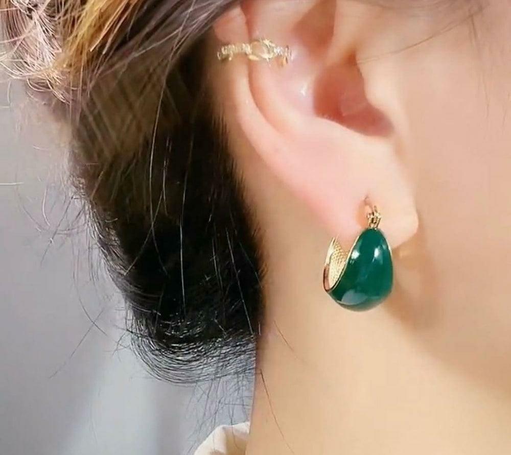 Round Ear Loop Earrings | Golden Trendy Earrings for Girls & Women | Stylish Small Hoop Jewelry
