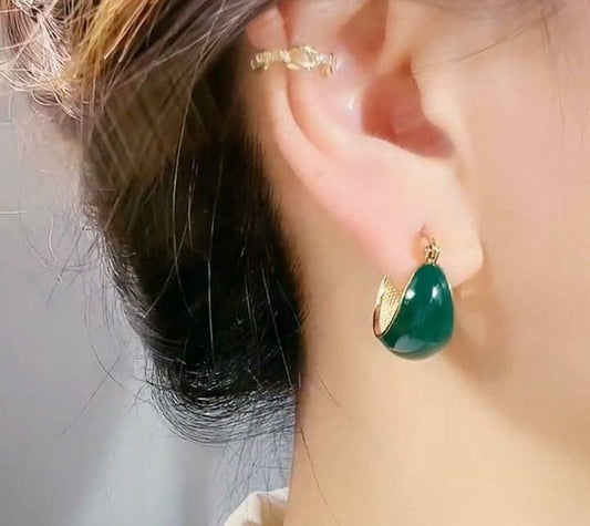 Round Ear Loop Earrings | Golden Trendy Earrings for Girls & Women | Stylish Small Hoop Jewelry