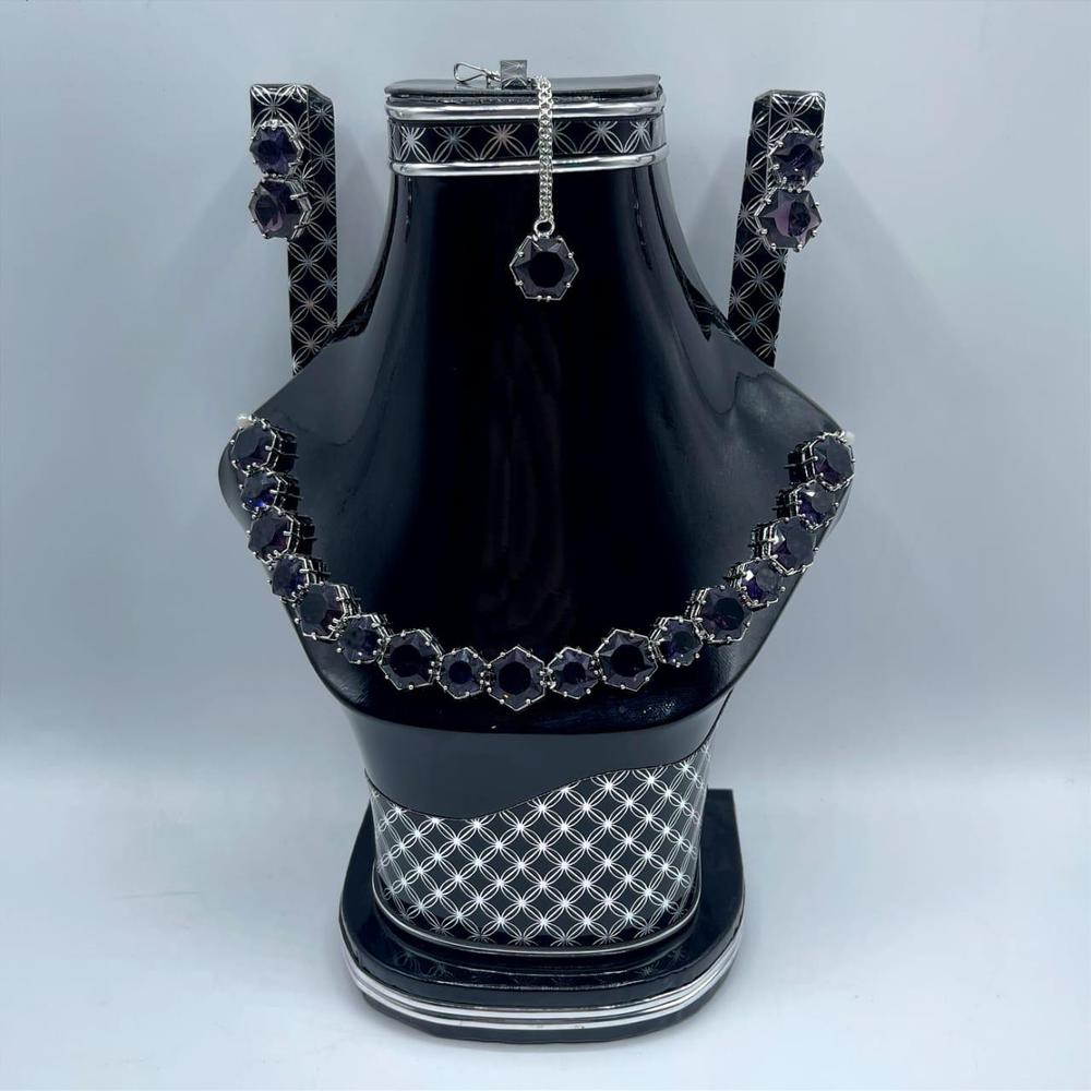 Silver Plated Bridal Necklace Set for Women | Luxury Jewelry with Earrings, Necklace, Bindiya & Jewelry Box