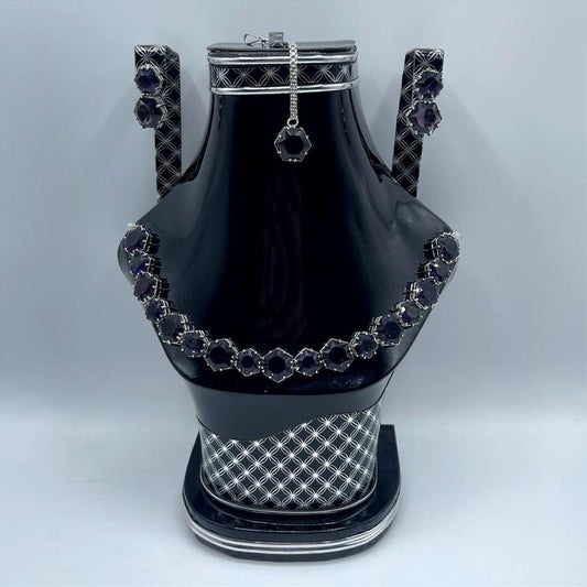 Silver Plated Bridal Necklace Set for Women | Luxury Jewelry with Earrings, Necklace, Bindiya & Jewelry Box