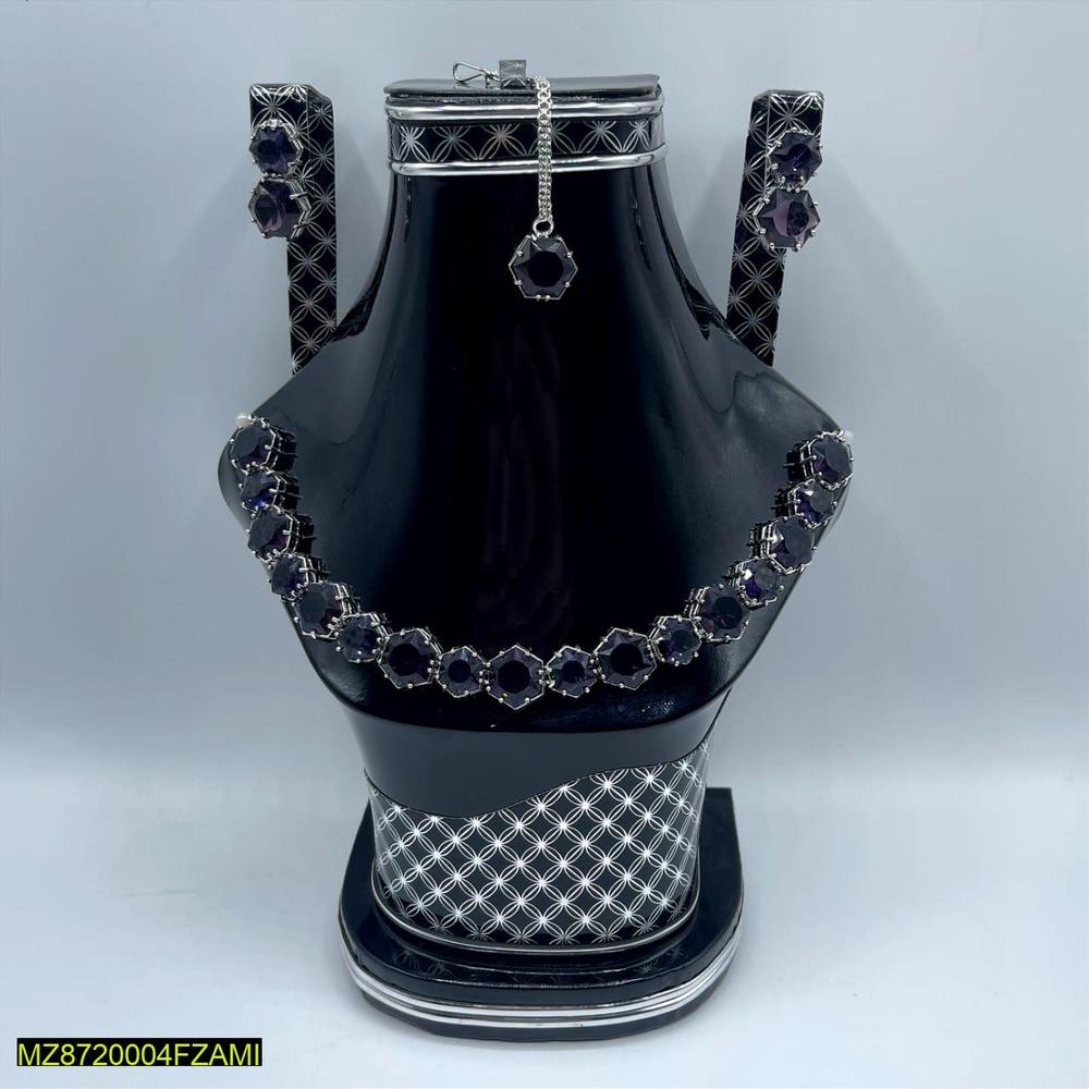 Silver Plated Bridal Necklace Set for Women | Luxury Jewelry with Earrings, Necklace, Bindiya & Jewelry Box