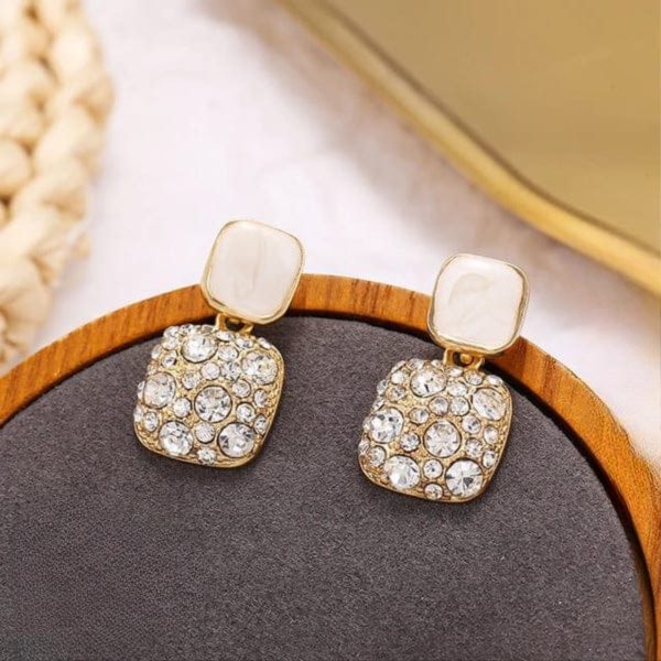 PJT-984 Fashion Rhinestone Square Earrings for Women | Elegant Jewelry Gift