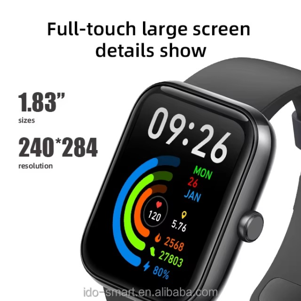 H20 Smartwatch Made In Dubai – Waterproof Fitness Tracker with Heart Rate,Sports Smartwatch,Blood Pressure & Sleep Monitor – Black, Touchscreen Smartwatch,Smartwatch for Men and Women