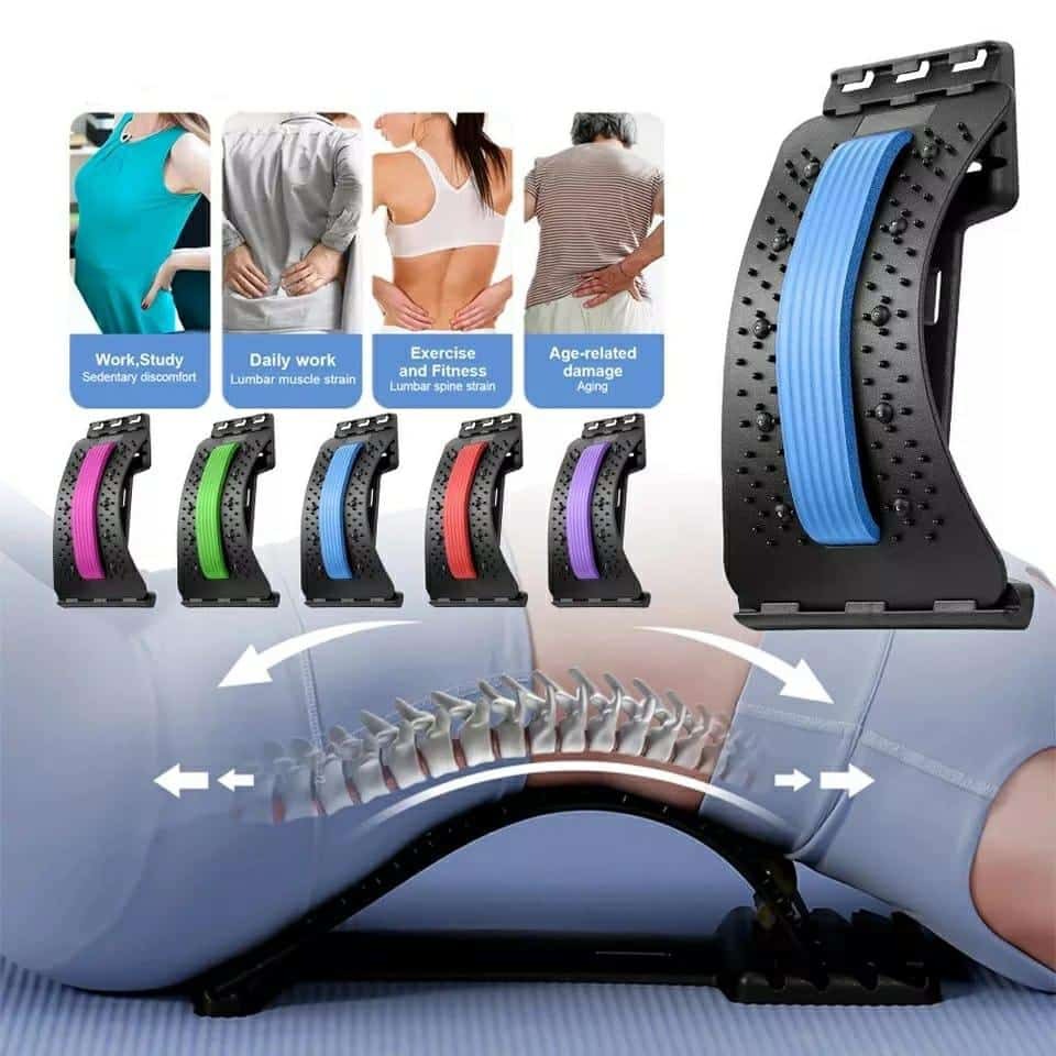 Back Stretcher – Adjustable Multi-Level Back Cracking & Massager Board for Stress & Pain Relief – 3 Level Spine Support Device