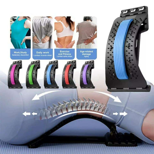 Back Stretcher – Adjustable Multi-Level Back Cracking & Massager Board for Stress & Pain Relief – 3 Level Spine Support Device