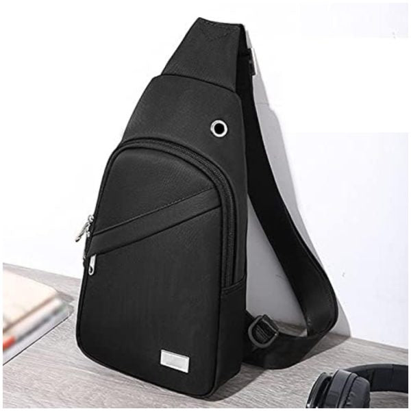 Men Minimalist Black Crossbody Sling Bag,Lightweight & Stylish Travel Chest Pack For Men & Women