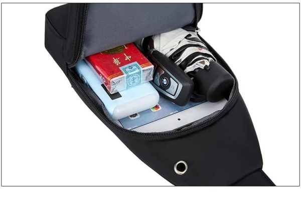 Men Minimalist Black Crossbody Sling Bag,Lightweight & Stylish Travel Chest Pack For Men & Women