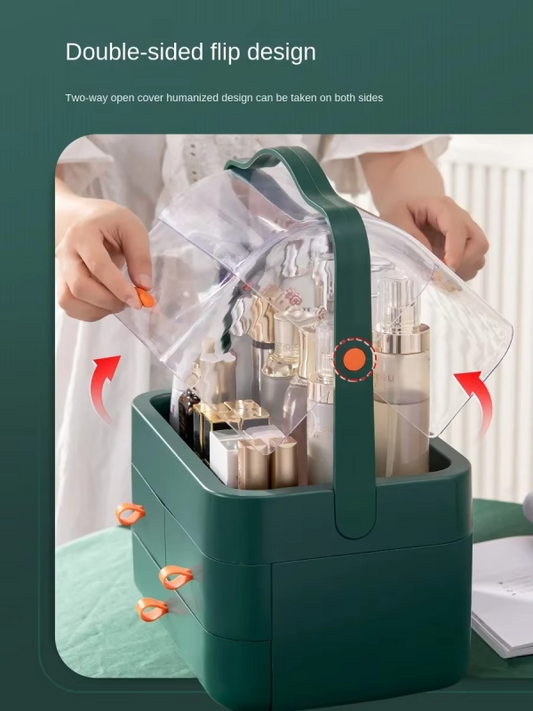 Multi-Functional Acrylic Cosmetic Organizer With Multiple Drawers – Elegant Storage Solution For Makeup, Skincare & Beauty Accessories – Random Color