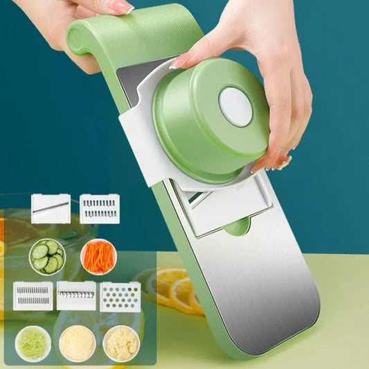Premium Multifunctional Vegetable Cutter & Grater – 6-in-1 Slicer, Shredder & Peeler for Fruits, Carrots, Potatoes & Salad | Random Color Kitchen Tool