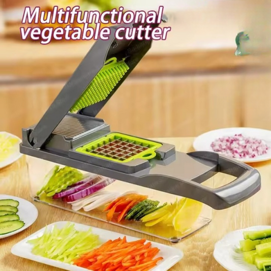 16-in-1 Multifunctional Vegetable Cutter & Slicer with Basket – Fruit, Potato, Carrot Grater & Kitchen Chopper Tool