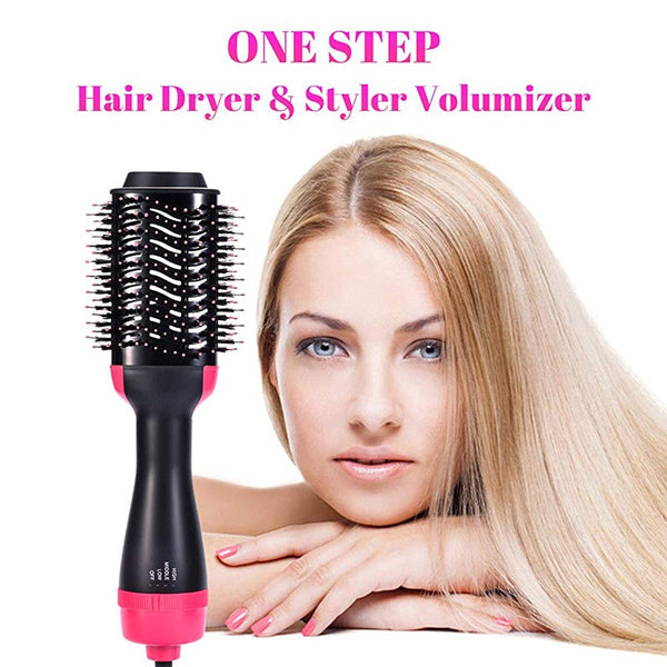 One Step 2 in 1 Hair Dryer & Styler Brush – Fast Drying, Straightening, Curling – 1000W Ionic Ceramic Hot Air Brush