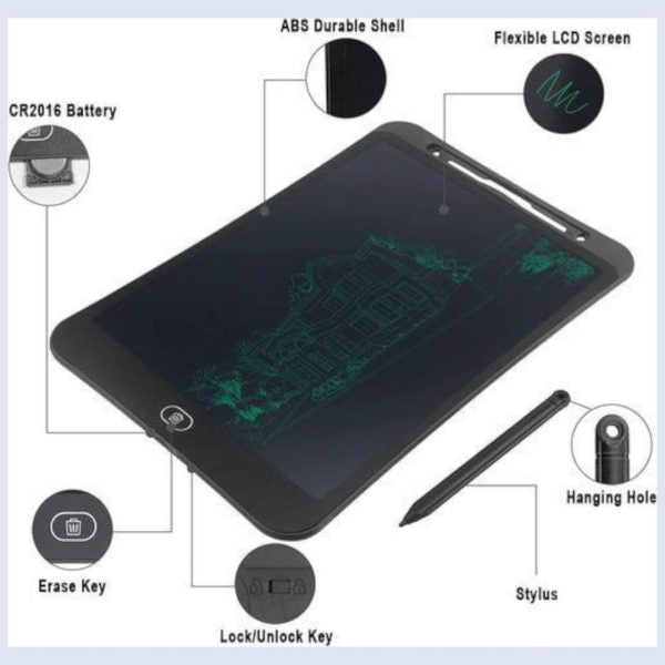 Pack Of 01 – LCD Writing Tablet For Kids | Digital Drawing Pad With Erasable Screen & Reusable Writing Board (Random Color) – anaizacart.com